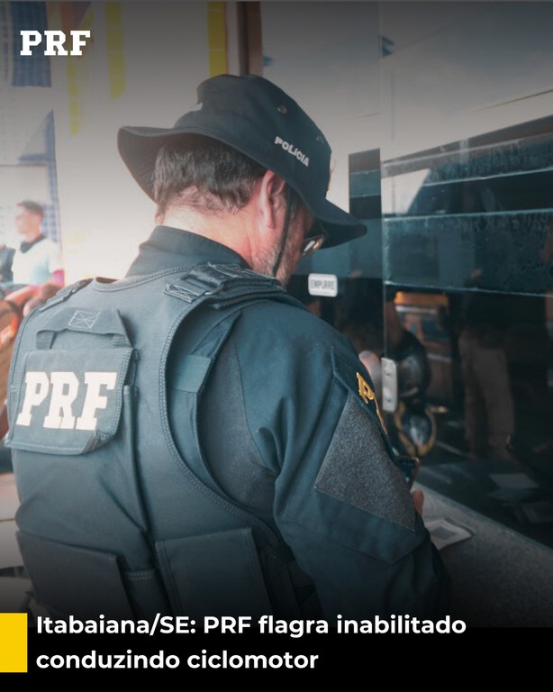 Itabaiana/SE: Polícia Rodoviária Federal flagra pessoa sem habilitação conduzindo ciclomotor.